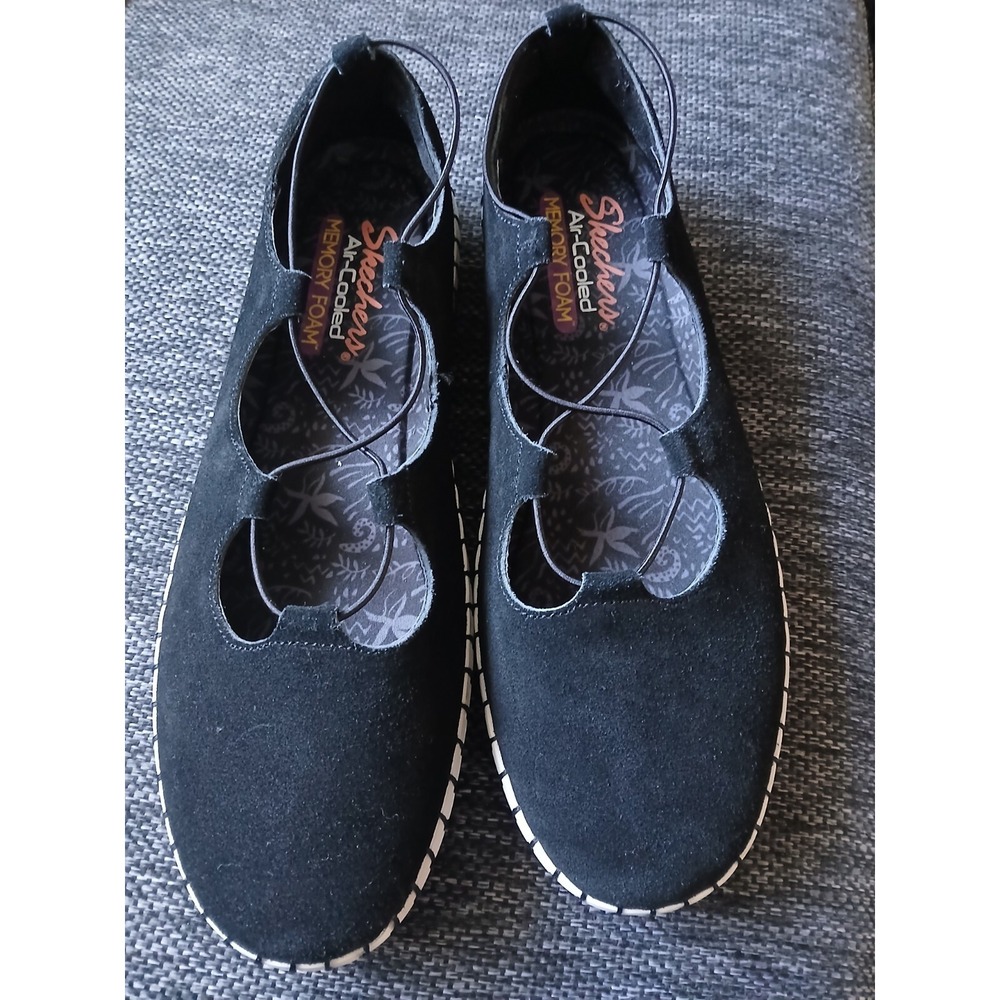 Women's Skechers  Sepulaveda Blvd Sweet Lane Leather Upper Shoes Black Size 10